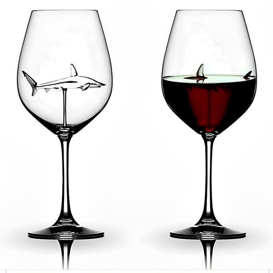 RedShark - Bicchiere da Vino con Squalo in Vetro